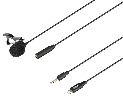 (Open Box) Boya by-M2 Clip-on Lavalier Microphone Lightning Port for iOS Devices Phone Tablet Recording V-Log Making Broadcasting