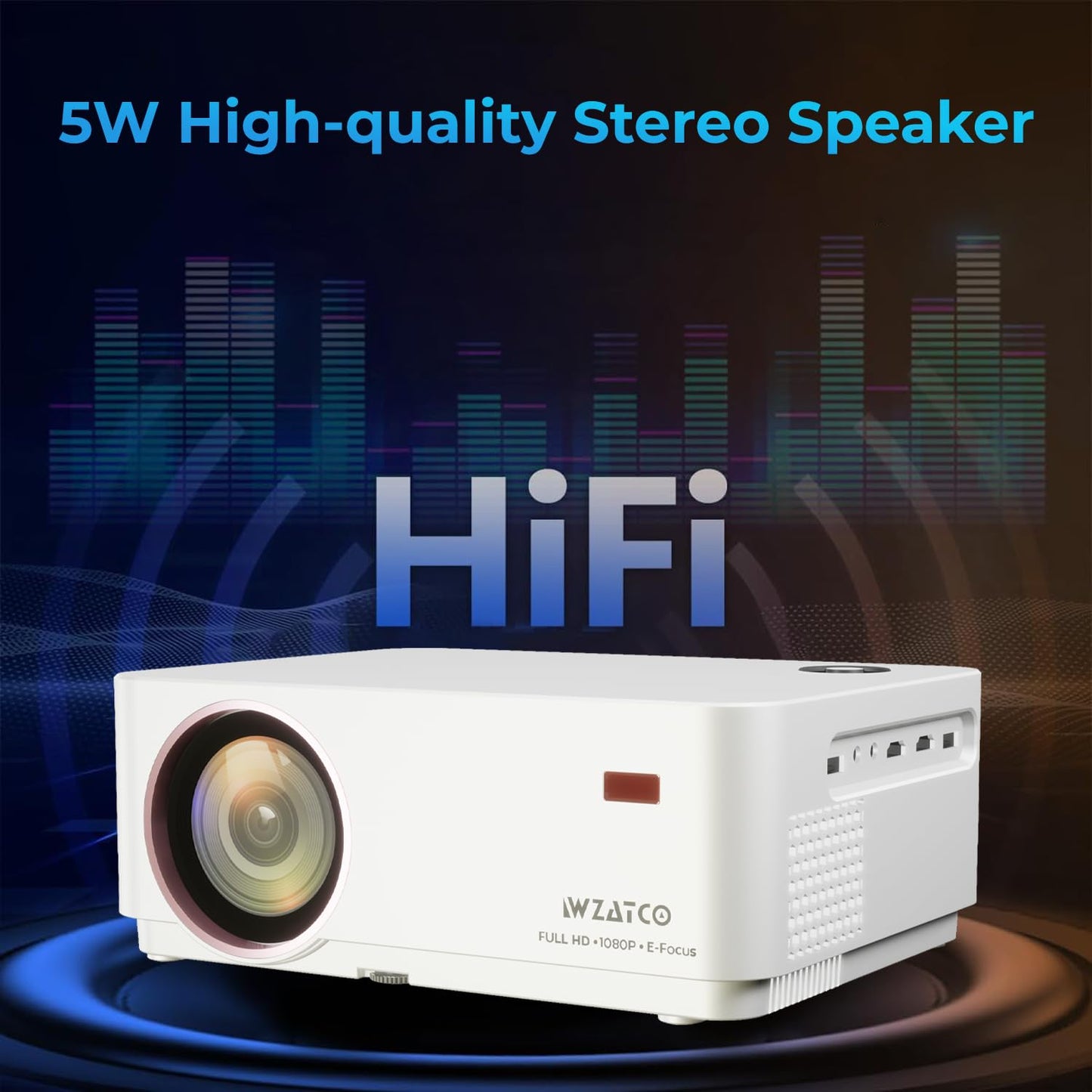 (Open Box) WZATCO Yuva Plus (Upgraded) Native 1080P Full HD Projector with 4K Support, 11700 Lumens, 250" Screen | 5 Watt HiFi Speaker, Bluetooth 5.1 | Slide Lens Door, White