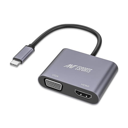 (Open Box) Ant Esports AEC210 2-in-1 USB C to HDMI VGA Adapter