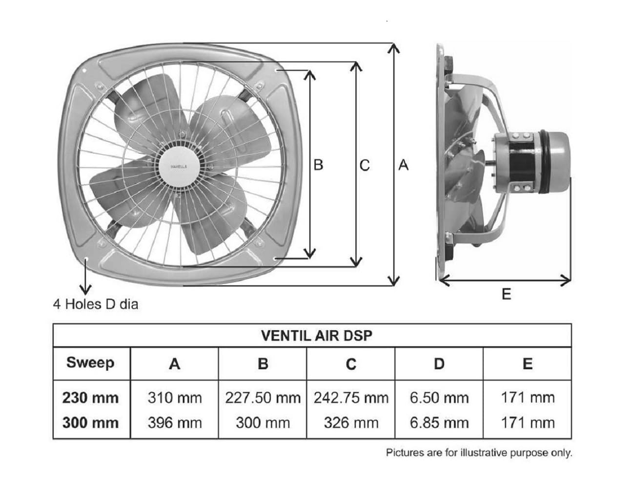 Havells Ventil Air DX 250mm Exhaust Fan | Strong Air Suction, Rust Proof Body and Dust Protection Shutters |Suitable for Bathroom, Kitchen, and Office