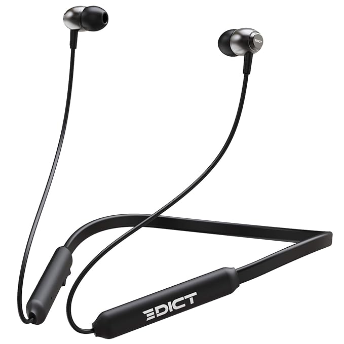 (Without Box) EDICT by boAt EWE02 in-Ear Wireless Neckband with Bluetooth V5.0, Engaging Sound,Comfort-fit Lightweight Design,Dual Pairing,IPX4 Water & Sweat Resistance, Up to 8H Playtime and Voice Assistant