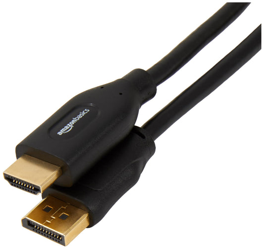 (Open Box) Amazon Basics 6-Feet DisplayPort (not USB port) to HDMI Cable Black