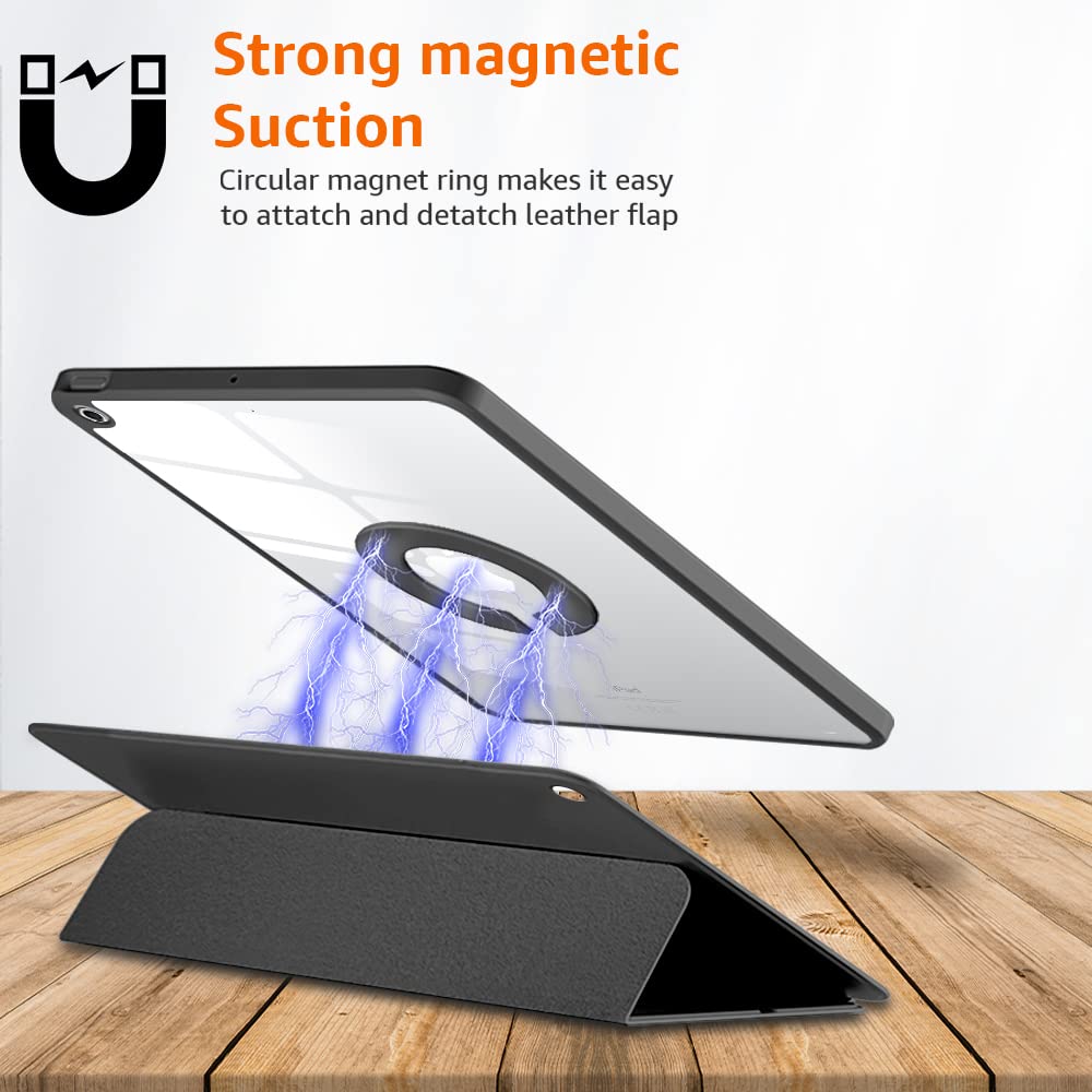 (OPEN BOX)AmazonBasics Smart Trifold Hard Matte Back Flip Stand Case Cover for Apple iPad 10.2 Cover iPad 9th Generation Cover 2021 8th Gen 2020 7th Gen 2019 Generation Case [Auto Sleep/Wake Case] - Black