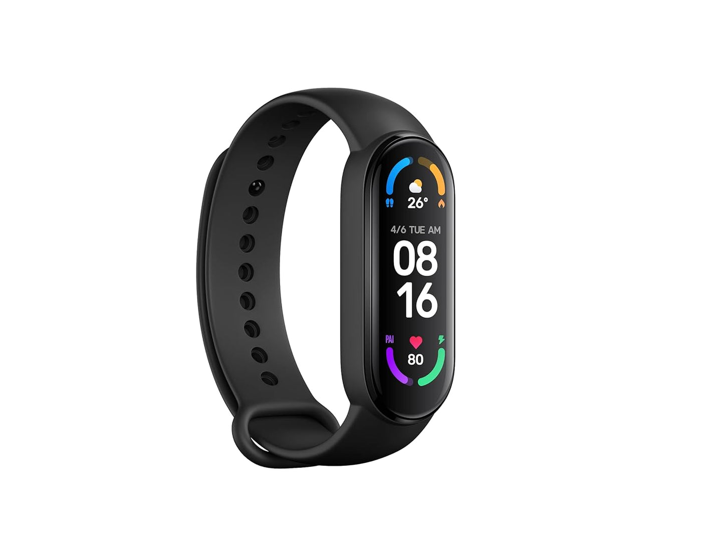 (Open Box) Xiaomi Mi Smart Band 6-1.56'' (3.96 cm) Large AMOLED Color Display, 2 Week Battery Life, 30 Fitness Mode, 5 ATM, SpO2, HR, Sleep Monitoring, Women's Health Tracking, Alarm, Music Control (Black)