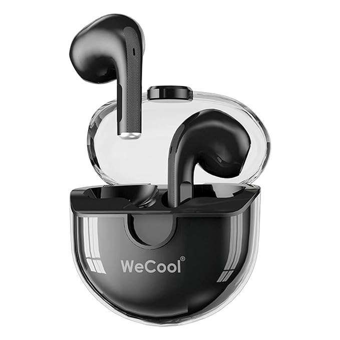 (Open Box) Wecool Moonwalk M3 in-Ear Earbuds with Clear Audio Quality,Stylish Transparent Design,Ai Enhanced Enc,30 Hours Play Time, Bt 5.3,Ipx 5,Type C Charging Bluetooth Earphones, Secure and Comfortable Fit