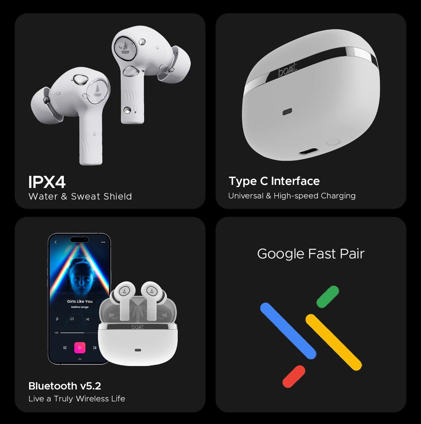 (Open Box) boAt Nirvana Ion ANC 120HRS Battery, Crystal Bionic Sound w/Dual EQ Modes, 4Mics ENx, App Support, Low Latency, IPX4, v.5.2 Bluetooth TWS in Ear Earbuds Wireless Earphones with mic