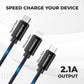 (Open Box) Ambrane Unbreakable 3 in 1 USB Fast Charging Cable with Type C, Lightning, Micro USB Port with 2.1 A, Compatible with iPhone, iPad, Samsung, OnePlus, Mi, Oppo, Vivo, Xiaomi, 1.25M (Trio-11, Black)