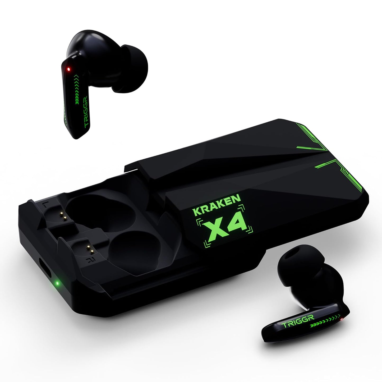 (Open Box) TRIGGR Kraken X4 with 13mm Drivers, 40ms Latency, ENC, 60H Battery, Rubber Finish, v5.4 Bluetooth (Gotham Black, True Wireless)