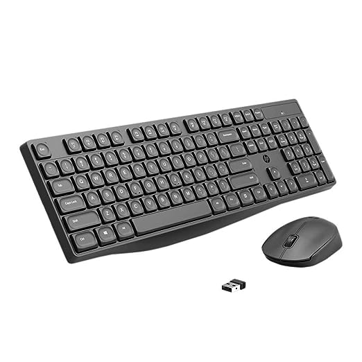 (Open Box) HP CS10 Wireless Keyboard Mouse Combo/2.4 GHz Wireless Connection/Ergonomic Design/Energy and Electricity Saving/Plug and Play, Intelligent Dormancy/Drop Key Cap/ 1600 dpi/Black (7YA13PA)