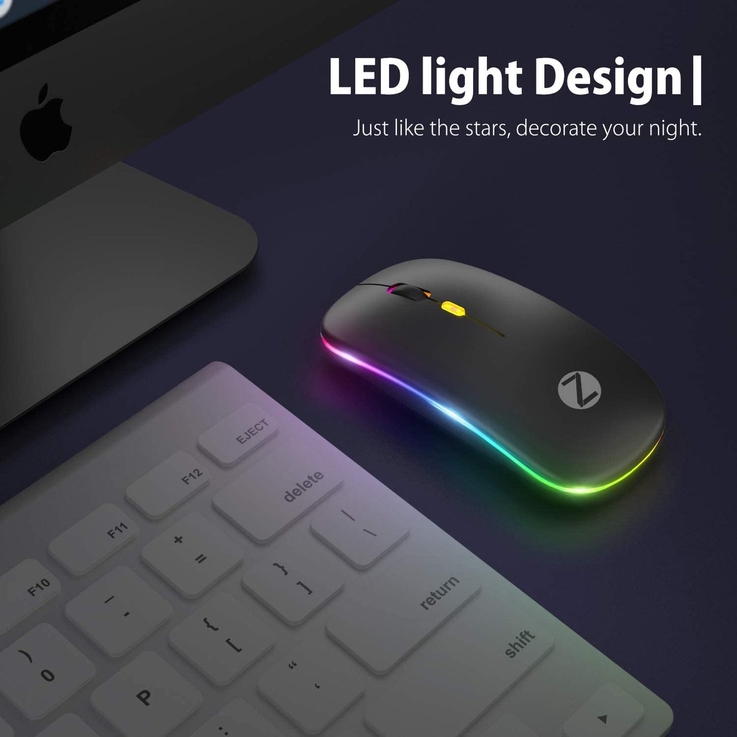 (Open Box) Zoook Blade Wireless Mouse -Rechargeable 7 Colour mice/ RGB Breathing Lights/ 3 DPI Levels/ Auto Shut Down/ Silent Click Technology/ 600 Mah Battery/ Light Weight/ Plug and Play (Black)