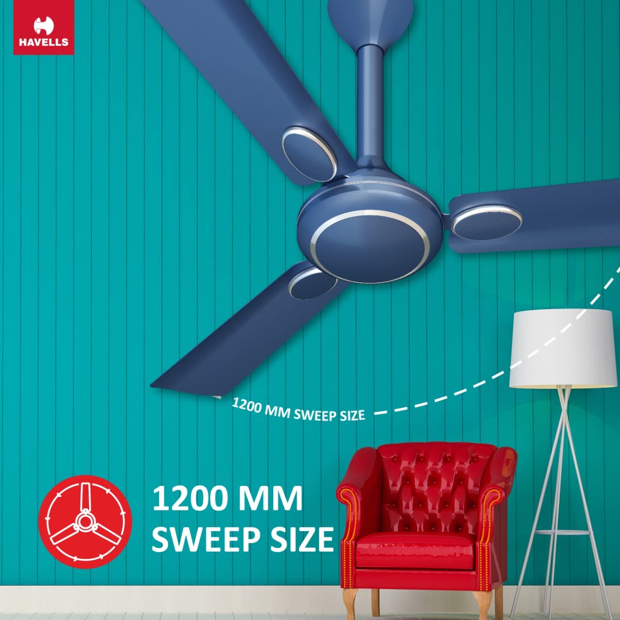 Havells Fusion Prime 1200mm Ceiling Fan (Matte Black)