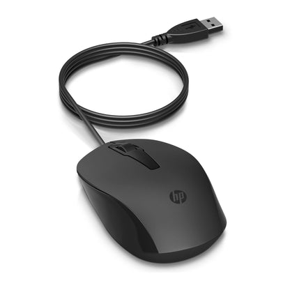 (Open Box)HP 150 Wired Mouse- Elegant Ergonomic Design, 1600 DPI Optical Tracking, USB Plug & Play / 3 Years Warranty (240J6AA), Black