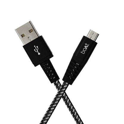 (Open Box)boAt Rugged V3 Extra Tough Unbreakable Braided Micro Usb Cable 1.5 Meter (Black)