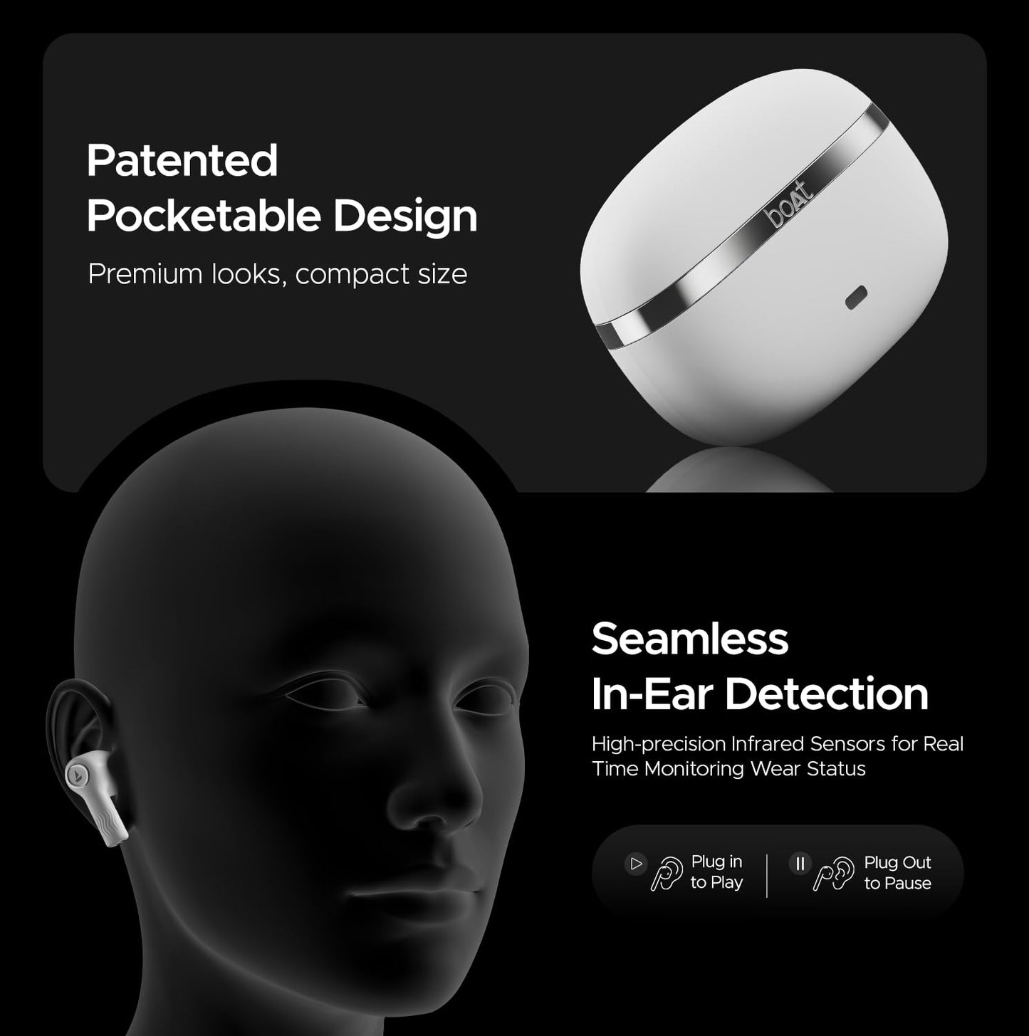 (Open Box) boAt Nirvana Ion ANC 120HRS Battery, Crystal Bionic Sound w/Dual EQ Modes, 4Mics ENx, App Support, Low Latency, IPX4, v.5.2 Bluetooth TWS in Ear Earbuds Wireless Earphones with mic