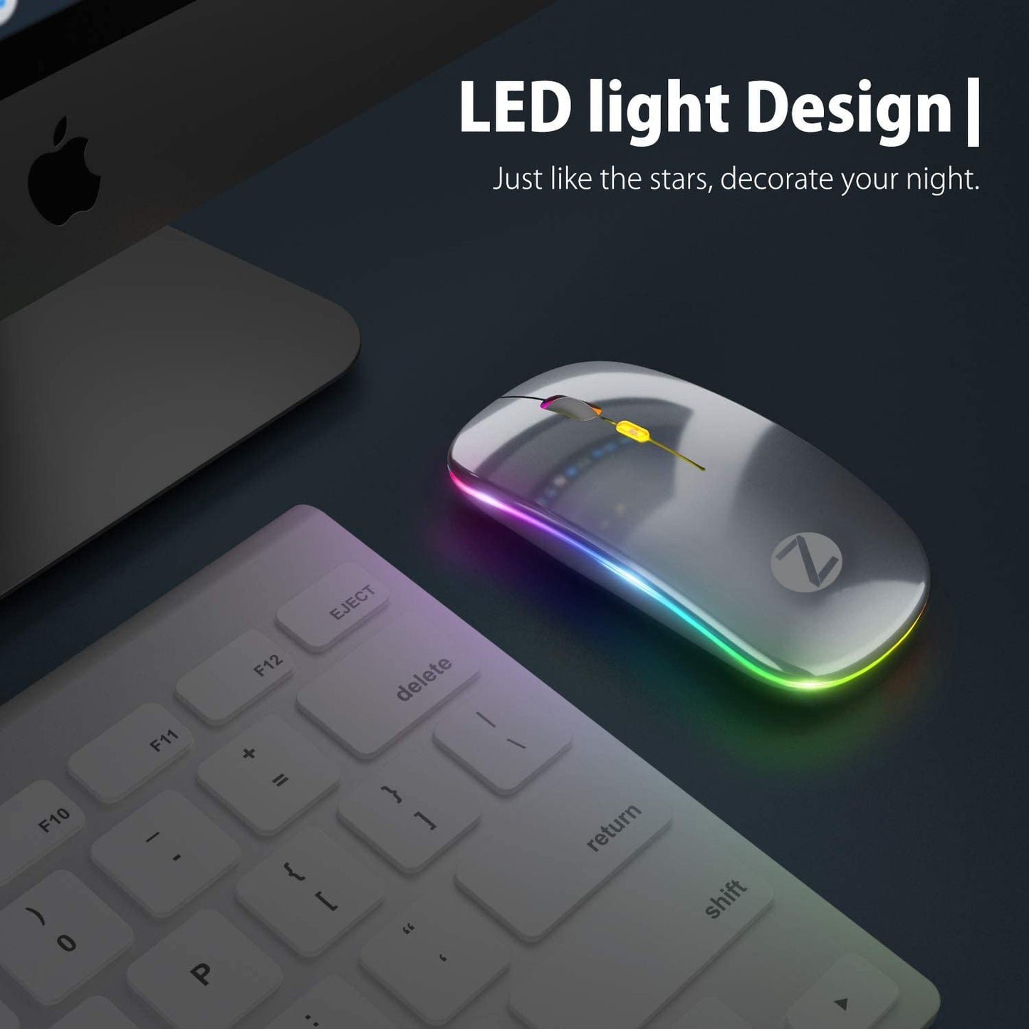 (Open Box) Zoook Blade Wireless Mouse -Rechargeable 7 Colour mice/ RGB Breathing Lights/ 3 DPI Levels/ Auto Shut Down/ Silent Click Technology/ 600 Mah Battery/ Light Weight/ Plug and Play (Black)