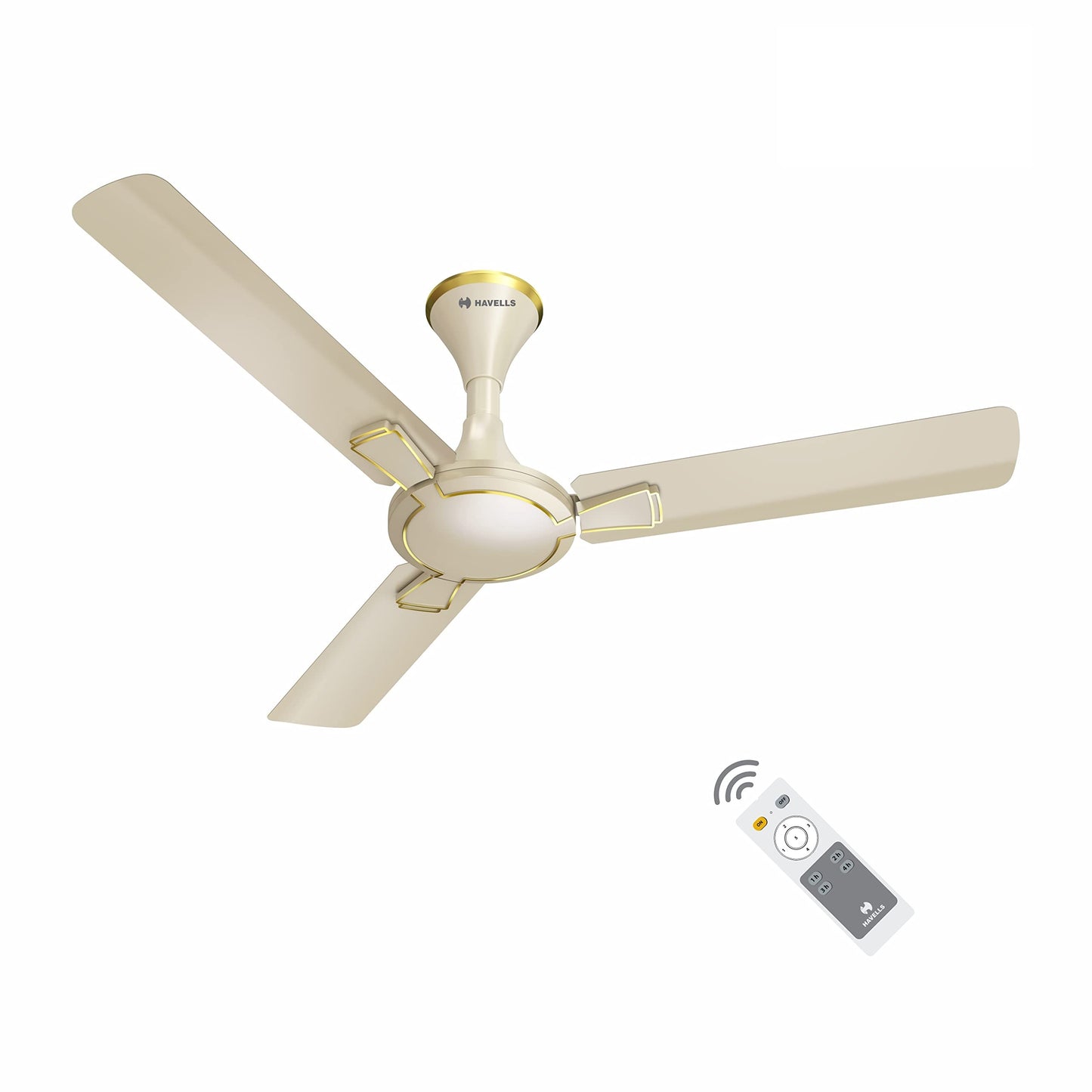 Havells 1200mm Milor BLDC Motor Ceiling Fan | 5 Star with RF Remote, 100% Copper, High Air Delivery | Upto 57% Energy Saving, ECO Active Technology, Flexible Timer Setting |