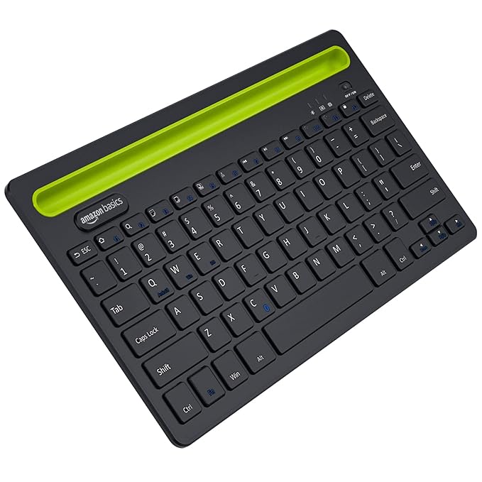 (Open Box) Amazon Basics Wireless Bluetooth Multi-Device Keyboard for Windows, Apple iOS Android Or Chrome, Compact Space-Saving Design, for Pc/Mac/Laptop/Smartphone/Tablet