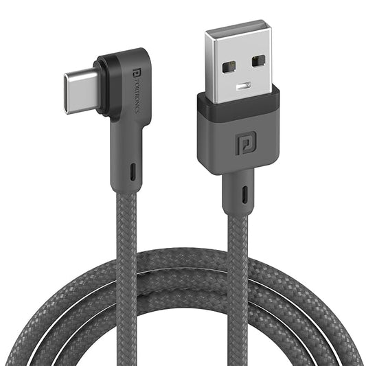 (Open Box) Portronics Konnect L POR-1081 Fast Charging 3A Type-C Cable 1.2Meter with Charge & Sync Function for All Type-C Devices (Grey)