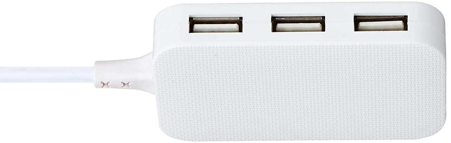 (Open Box) Amazon Basics 4 Port USB 2.0 Hub, 0.3M Length, 37.5 Grams White