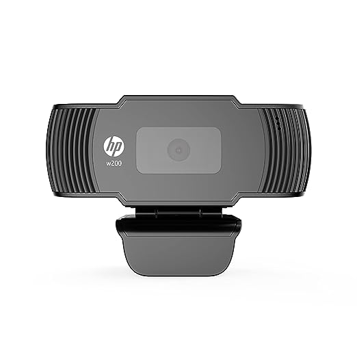 (Open Box) HP w200 HD 720P 30 FPS Digital Webcam with Built-in Mic, Plug and Play Setup, Wide-Angle View for Video Calling on Skype, Zoom, Microsoft Teams and Apps (20L58AA, Black)