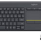 (Open Box) Logitech K400 Plus Wireless Touch TV Keyboard with Easy Media Control and Built-in Touchpad, HTPC Keyboard for PC-Connected TV, Windows, Android, Chrome OS, Laptop, Tablet - Black