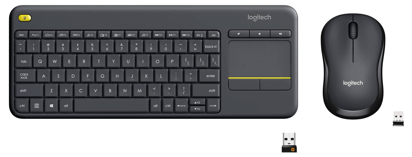 (Open Box) Logitech K400 Plus Wireless Touch TV Keyboard with Easy Media Control and Built-in Touchpad, HTPC Keyboard for PC-Connected TV, Windows, Android, Chrome OS, Laptop, Tablet - Black