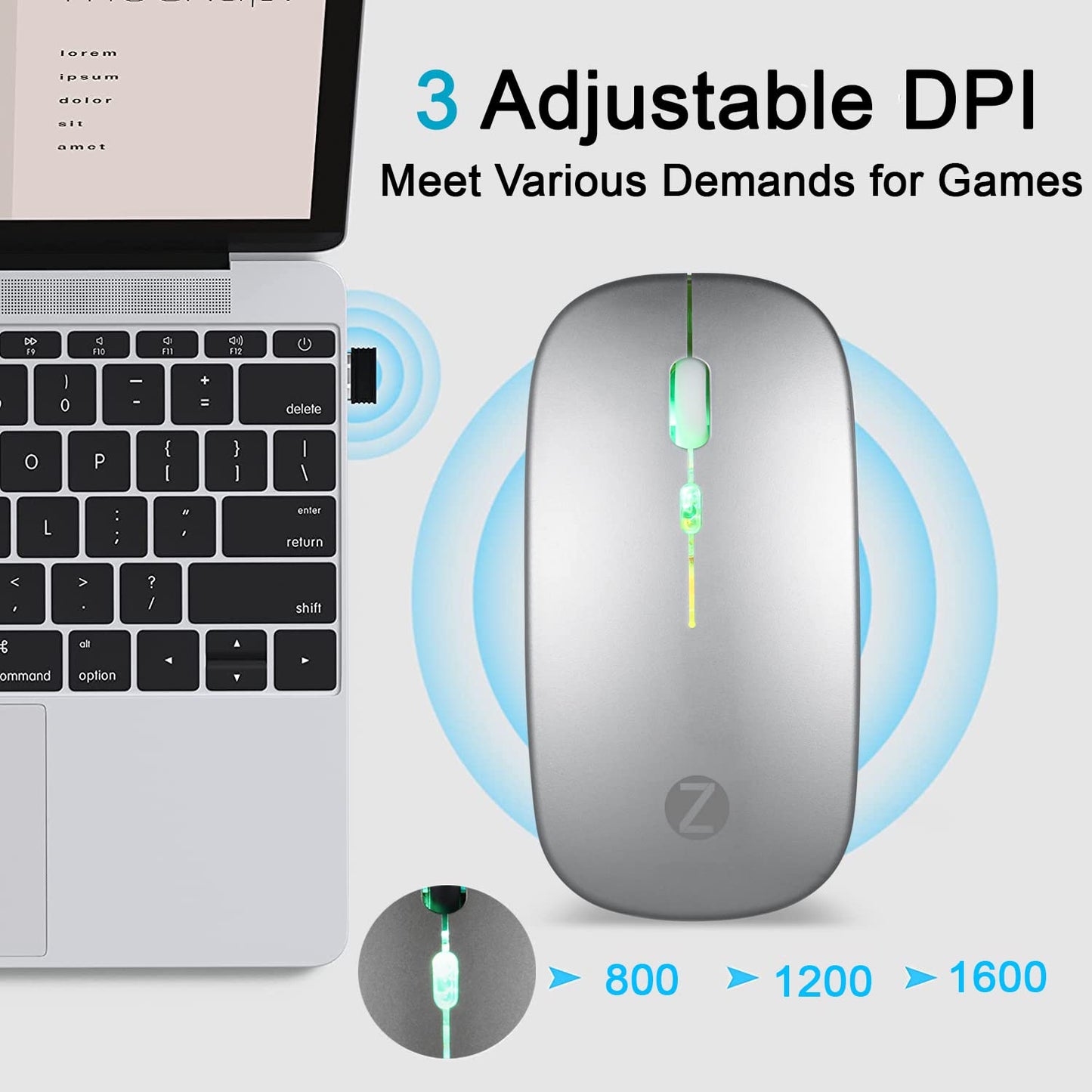 (Open Box) Zoook Blade Wireless Mouse -Rechargeable 7 Colour mice/ RGB Breathing Lights/ 3 DPI Levels/ Auto Shut Down/ Silent Click Technology/ 600 Mah Battery/ Light Weight/ Plug and Play (Black)