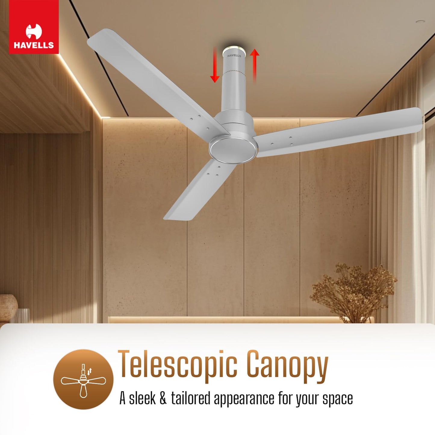 Havells 1200mm Elio BLDC Ceiling Fan | Remote Controlled, High Air Delivery Fan | 5 Star Rated, Upto 60% Energy Saving, 2+1* Year Warranty | (Pack of 1, Smoke Brown)