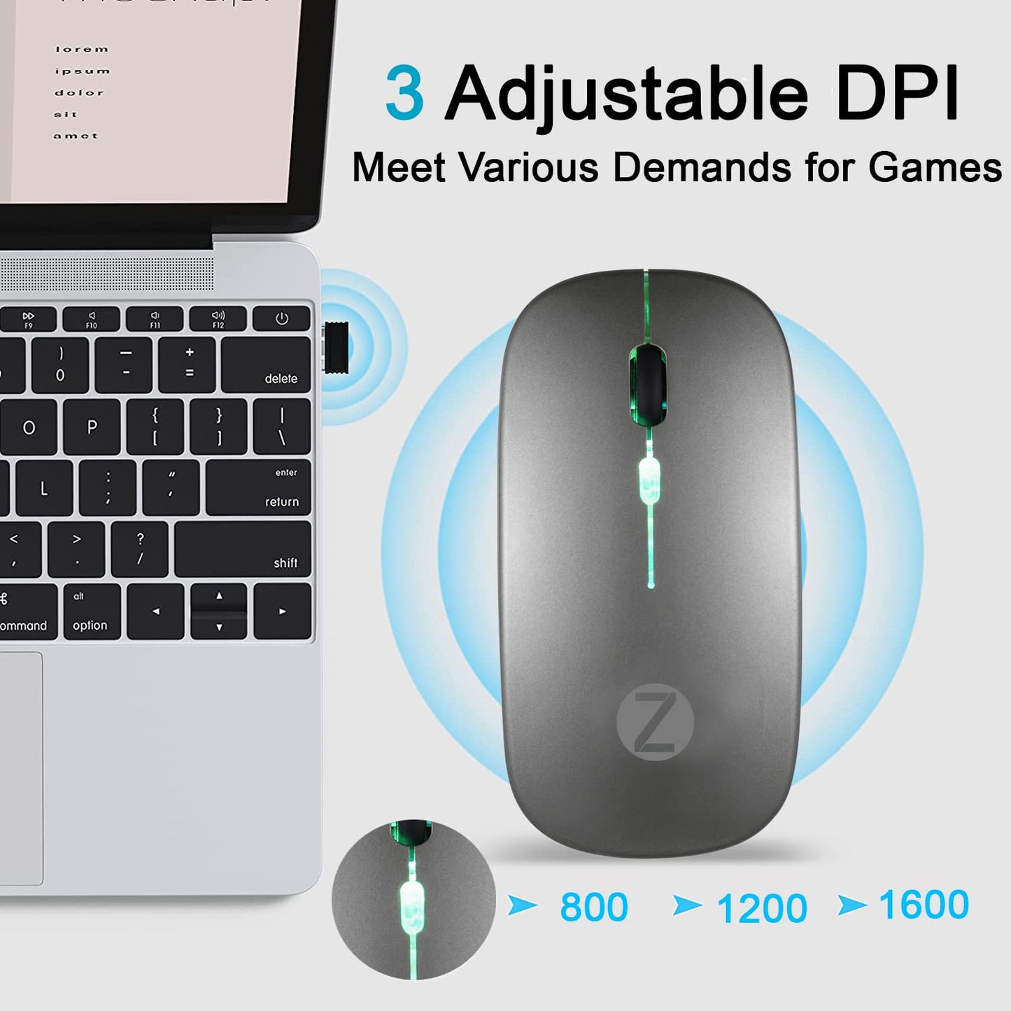 (Open Box) Zoook Blade Wireless Mouse -Rechargeable 7 Colour mice/ RGB Breathing Lights/ 3 DPI Levels/ Auto Shut Down/ Silent Click Technology/ 600 Mah Battery/ Light Weight/ Plug and Play (Black)