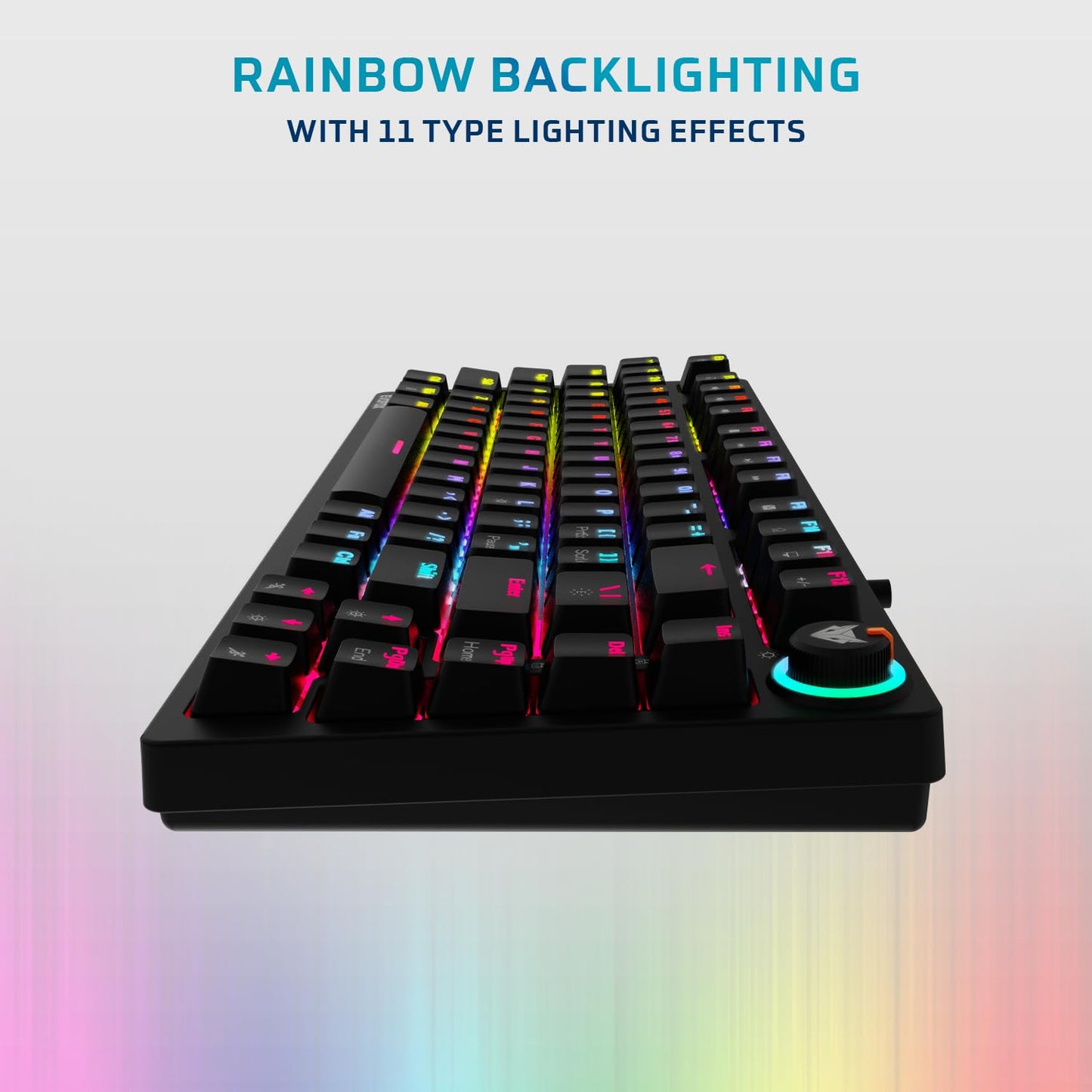(Open Box) EvoFox Katana X2 TKL Mechanical Gaming Keyboard | 3‑Pin Replaceable Clicky Blue Switches, Dynamic Backlighting, All Keys Anti‑Ghosting, Volume Knob, Copilot, Xbox Gamebar, Screenshot & More (Black)