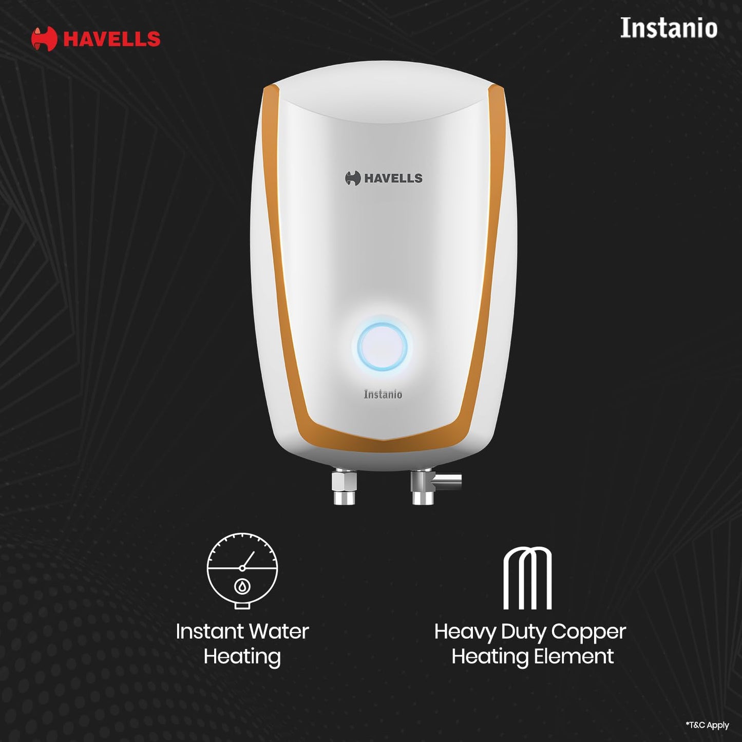 Havells Instanio 3-litre Instant Wall Mounted Water Heater (White/Blue)