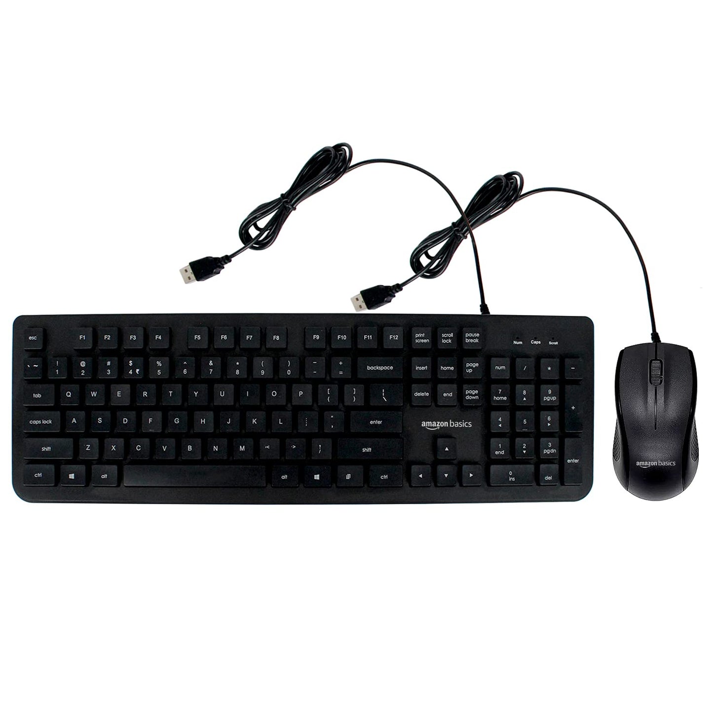 (Open Box) Amazon Basics Wired Keyboard and Optical Mouse Set for Windows, USB 2.0 Interface, for Gaming PC, Computer, Laptop, Mac (Black)