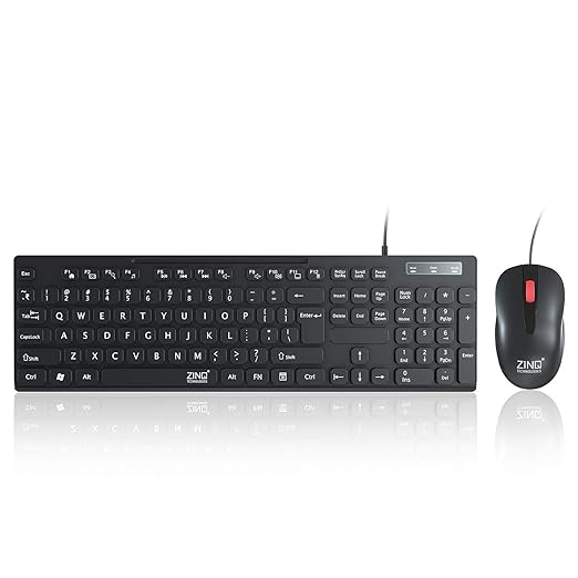 (Open Box) Zinq Technologies ZQ-1200 Combo of Full-Size Noiseless Keys Keyboard with Rupee (?) Symbol and 1600 DPI Optical Mouse