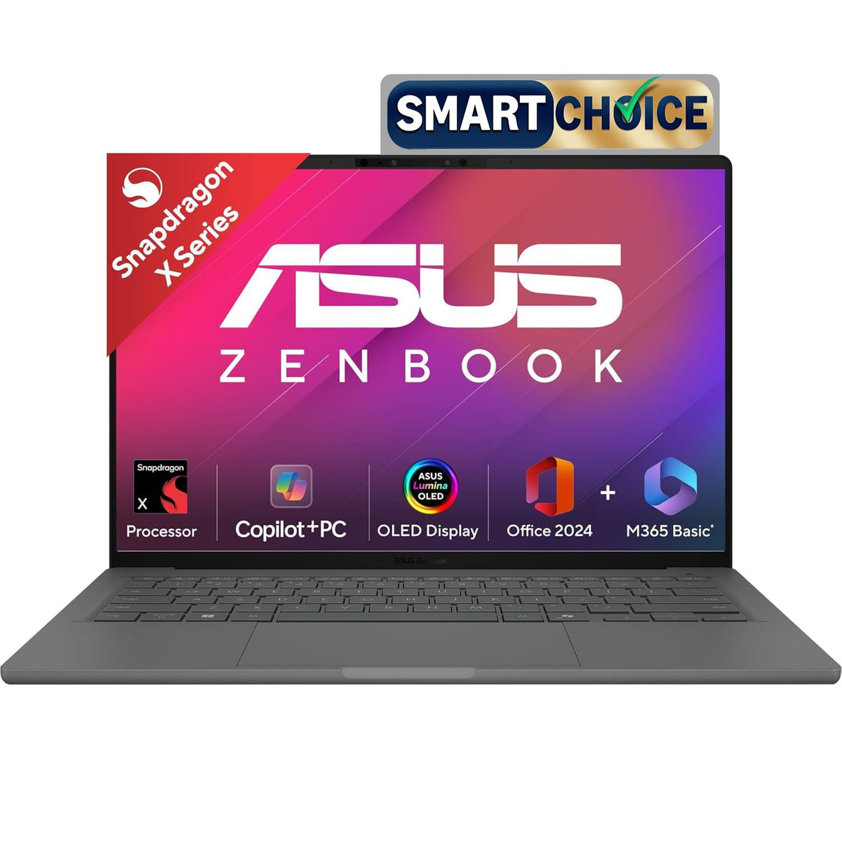 (Brand Refurbished) ASUS Zenbook A14 OLED ,Smartchoice,Light-Weight,14"(35 cm),32hrs Battery Life*,16GB,512GB,Win 11, AI PC,Metal Body,UX3407QA-QD259WS