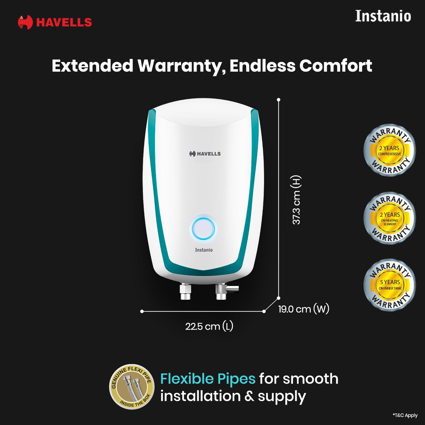 Havells Instanio 3-litre Instant Wall Mounted Water Heater (White/Blue)