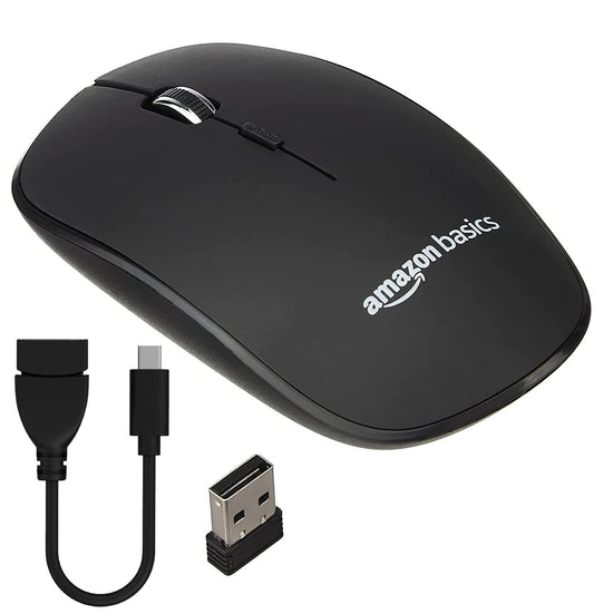 (Open Box) AmazonBasics Wireless Mouse | 2.4 GHz Connection, 1600 DPI | Type - C Adapter | Upto 12 Months of Battery Life | Ambidextrous Design | Suitable for PC/Mac/Laptop