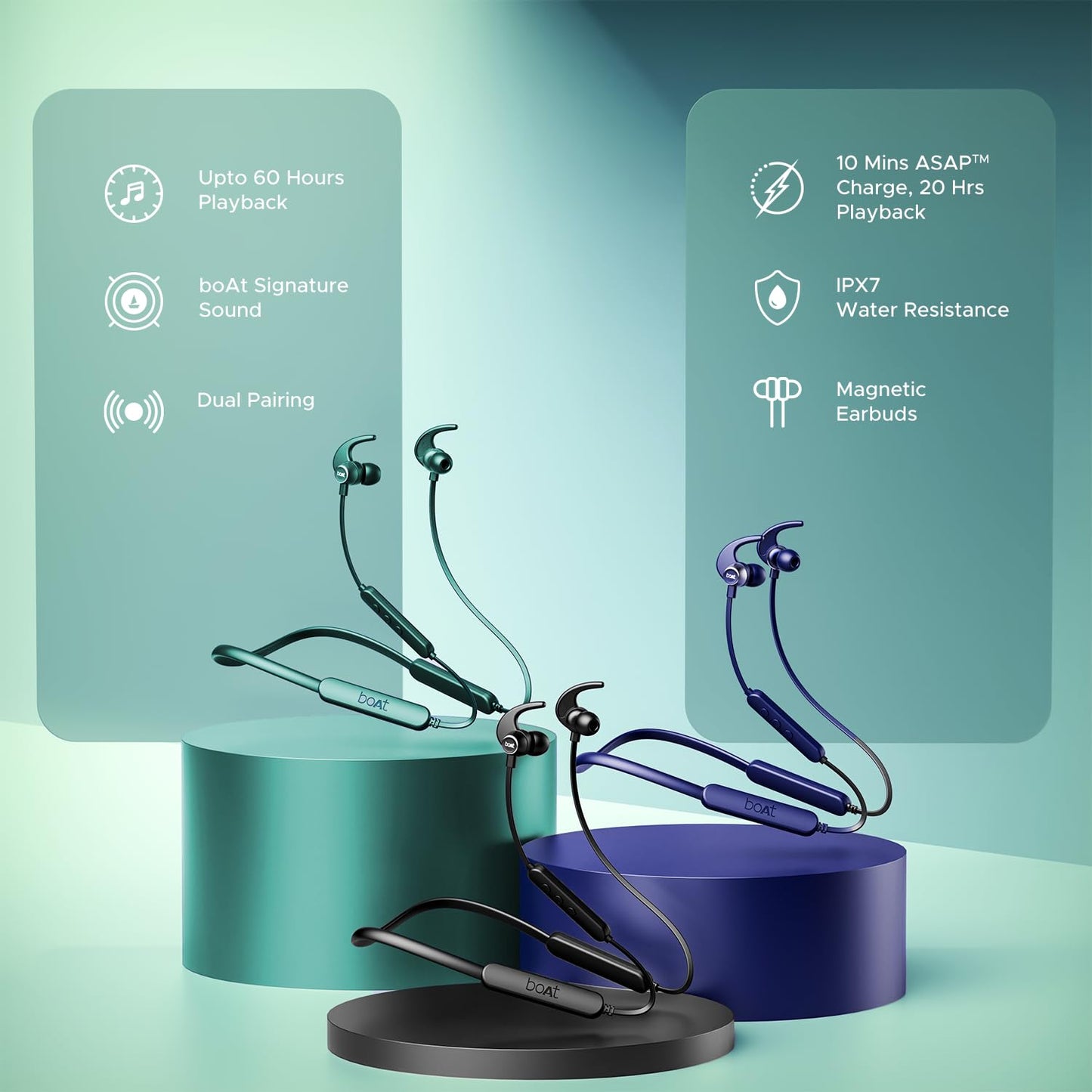 (Open Box) Boat Rockerz 255F Pro+ BT Headset,Teal Green