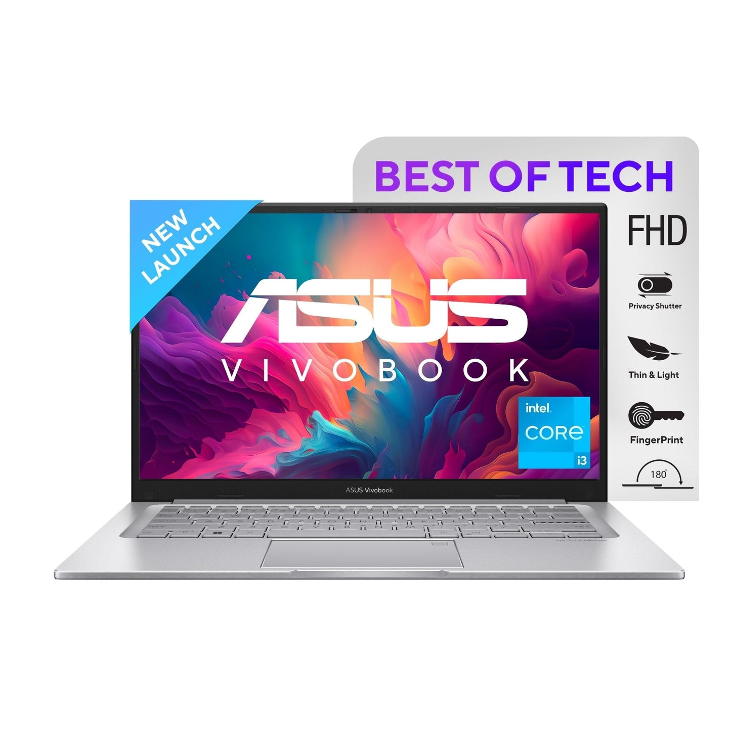 (Brand Refurbished)ASUS Vivobook 16, IntelCore i3-1215U 12th Gen, Thin and Light Laptop, 16-inch (40.64 cm) FHD+, (8 GB RAM/512GB SSD/Windows 11/Fingerprint/Black/1.88kg), X1605ZAB-MB322WS