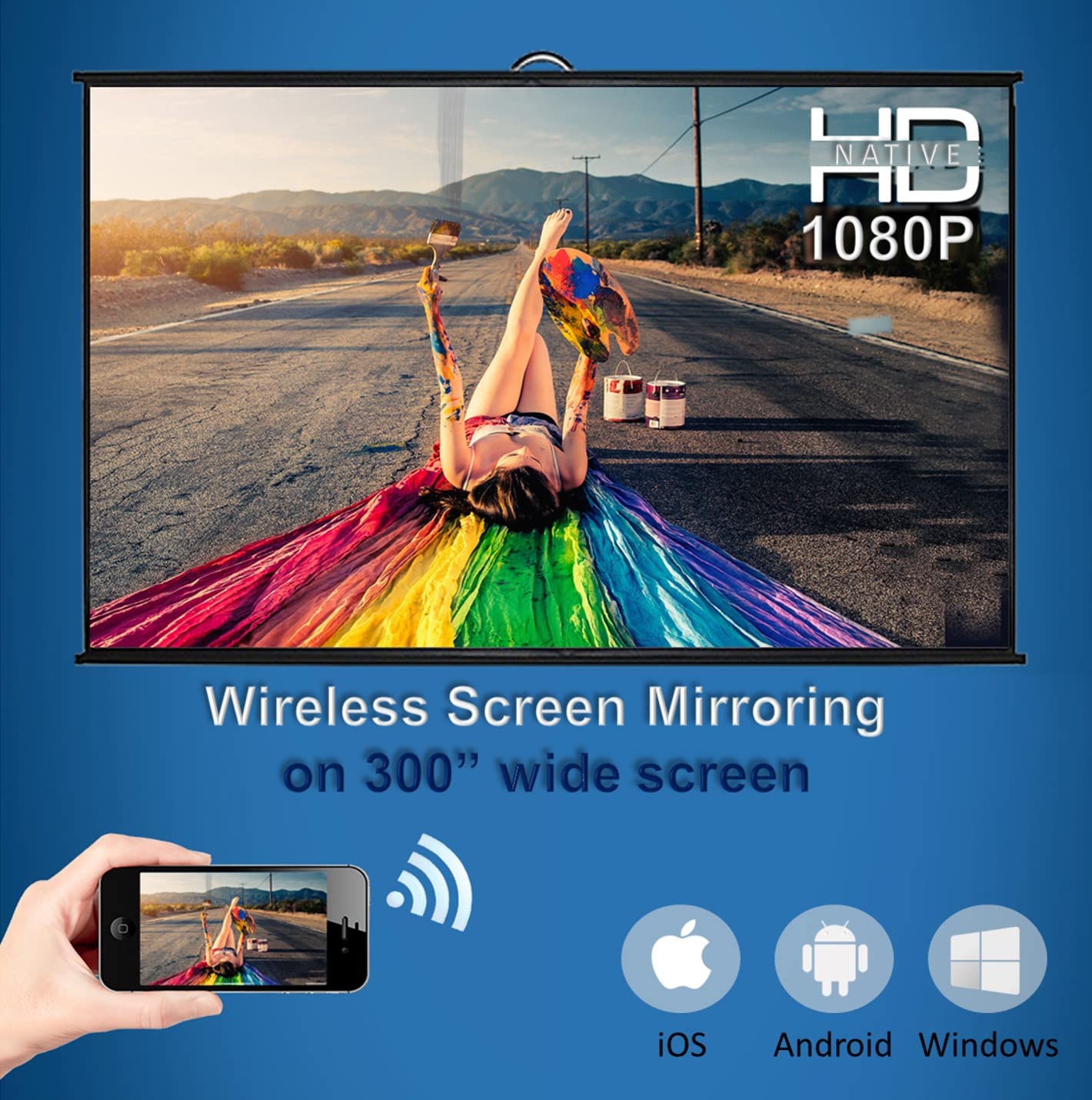 (Open Box) Egate K9 Pro-Max Android FHD 1080p LED Projector,