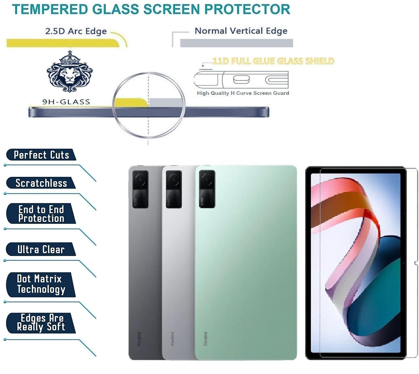 (Open Box) Valimai Tablet Screen Guard Glass Compatible for Redmi Pad 10.61 Inch (2022)