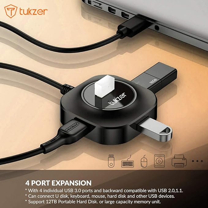 Open Usb Connector (Open Box) Tukzer USB C Hub Ultra-Slim USB-C Superspeed Adapter with 4 ...