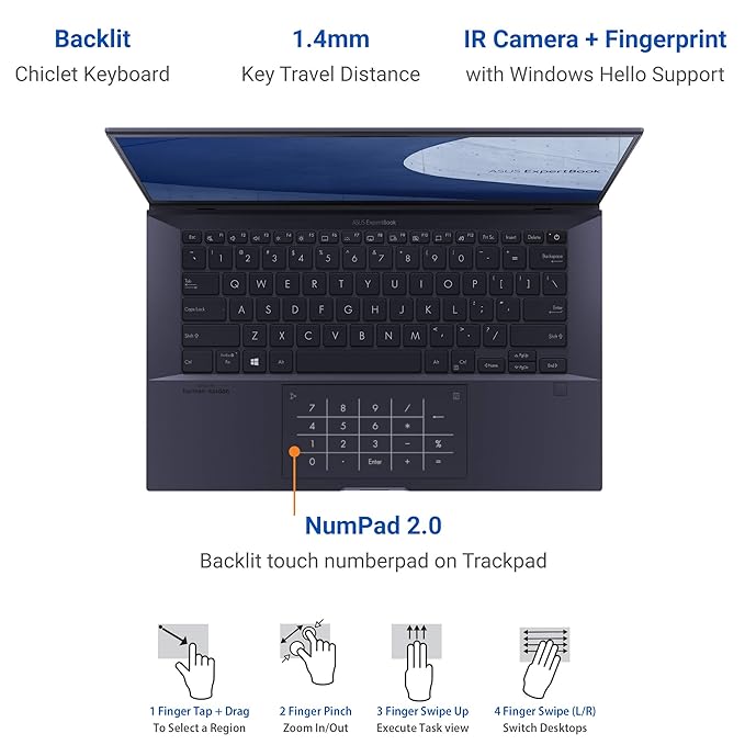 (Brand Refurbished) ASUS ExpertBook B9 (B9450FA) Intel i5-10210U 14 inches Notebook (8GB, 512 PCIEx4, Windows 10 Home, 0.99 kg) B9450FA-BM0691T