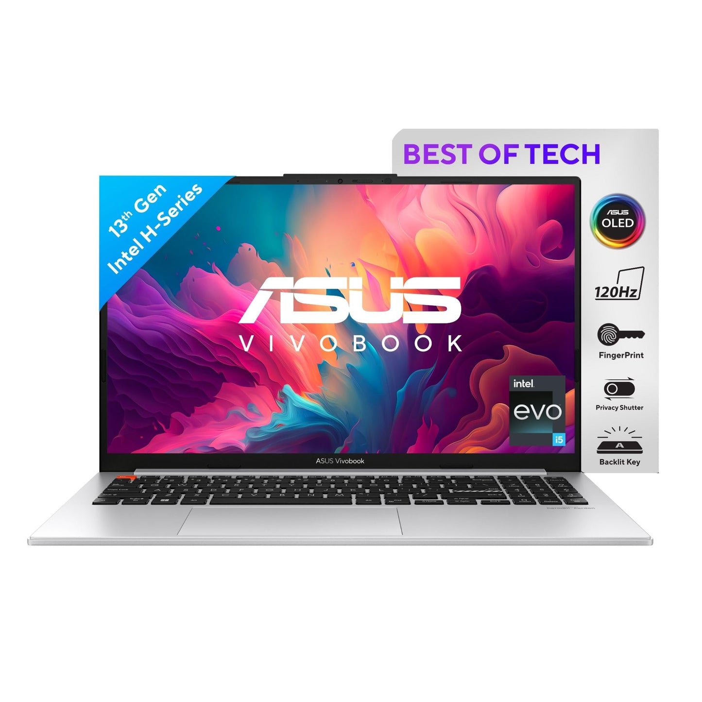 (Brand Refurbished)ASUS Vivobook S 15 OLED (2023), Intel Core EVO i5-13500H 13th Gen, 15.6" (39.62 cm) 2.8K 120Hz OLED, Thin & Light Laptop (16GB/512GB SSD/Windows 11/Office 2021/75WHr/Silver/1.7 kg) S5504VA-MA543WS