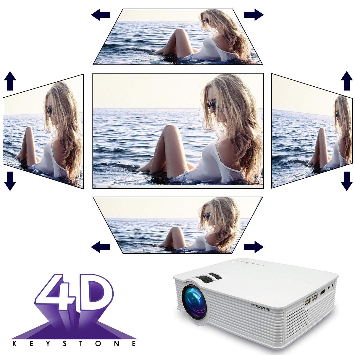 (Open Box) Egate K9 Pro-Max Android FHD 1080p LED Projector,