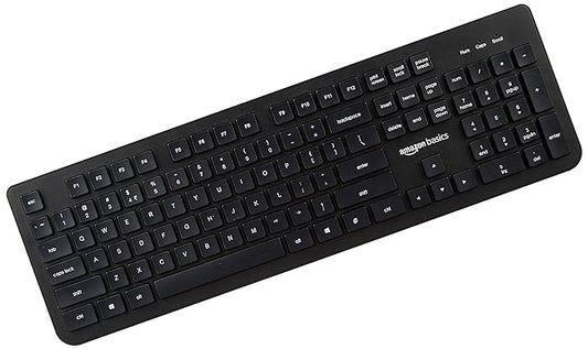 (Open Box) Amazon Basics Wired Keyboard for Windows, USB 2.0 Interface, for PC, Computer, Laptop, Mac (Black)