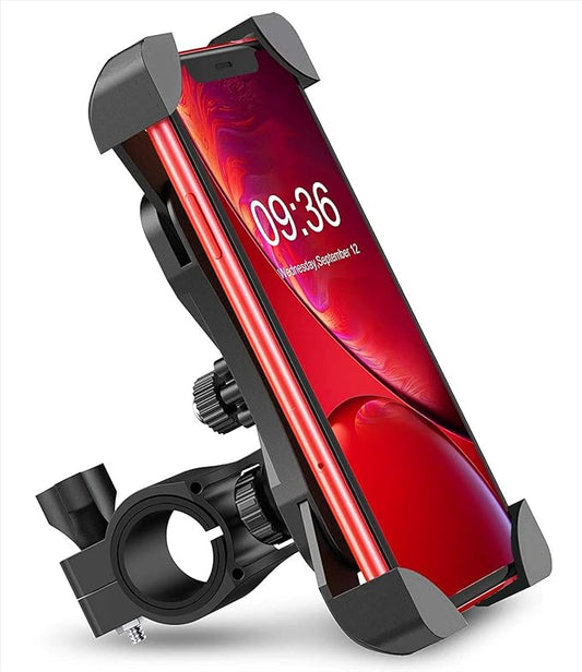 (Open Box) SUNMI Bike Phone Mount Anti Shake and Stable Aluminium Silicone Cradle Clamp with 360° Rotation Bicycle Phone Mount/Bike Accessories/Bike Phone Holder -Black