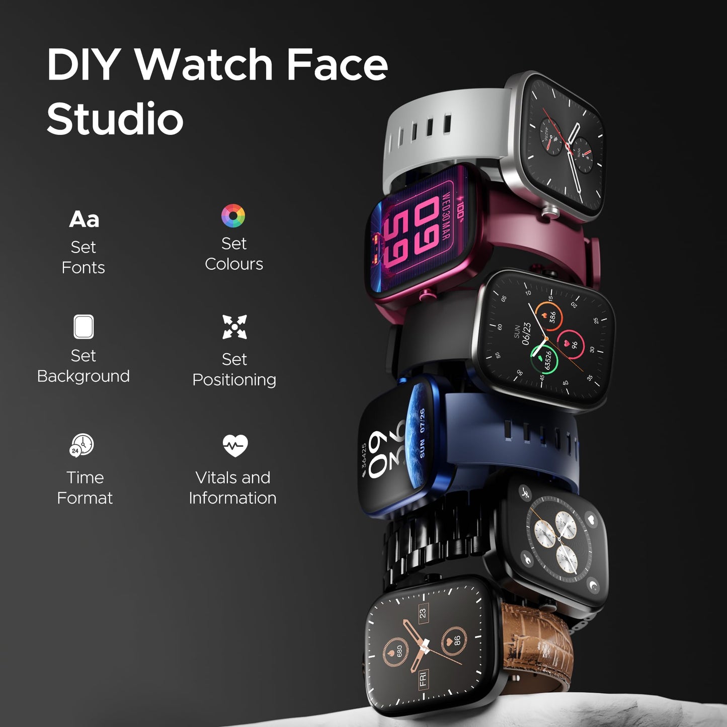 (Open Box) boAt Ultima Prism Smart Watch w/ 1.96" (4.9 cm) AMOLED Display, BT Calling, 700+ Activities, Always on Display, Female Wellness, IP67 Dust, Sweat & Splash Resistance, HR & SpO2(Steel Black)