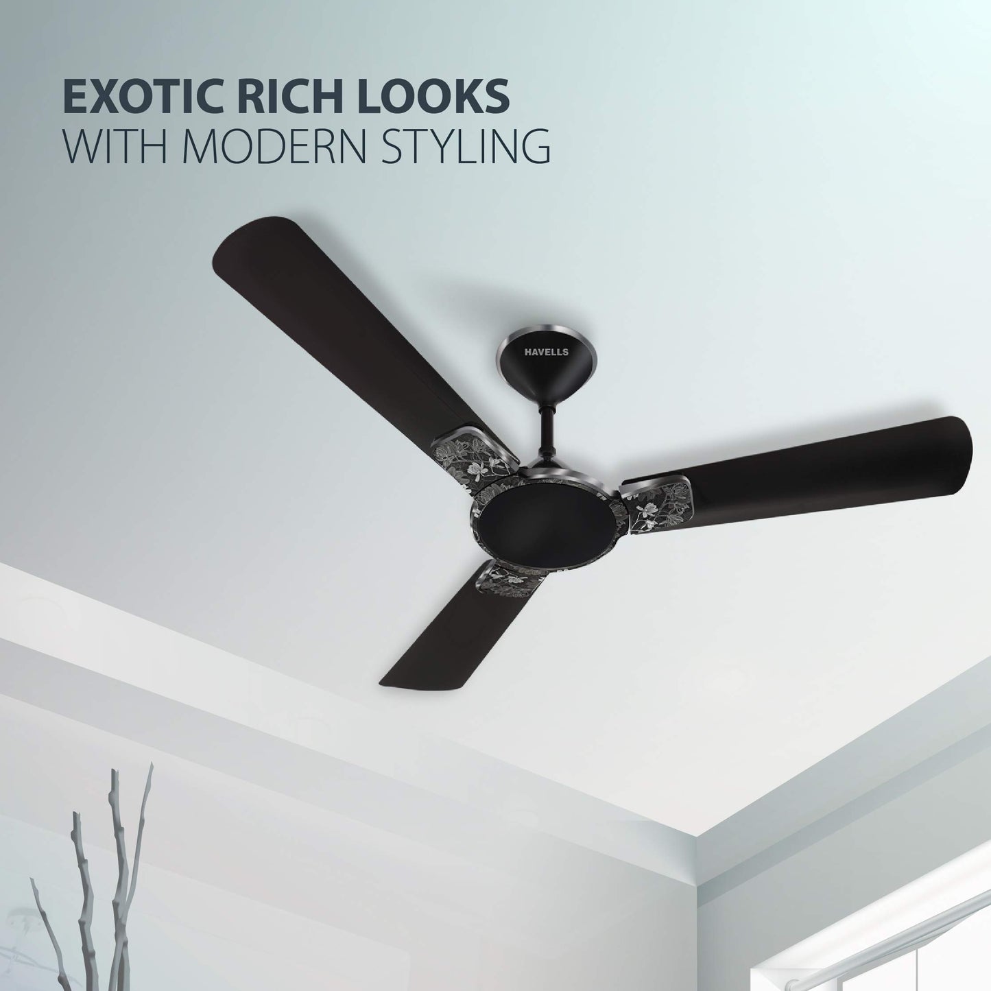 Havells Enticer Art Collector Edition 1200mm Decorative, Dust Resistant, High Power in Low Voltage (HPLV), High Speed Ceiling Fan (Rose Gold)