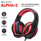 (Open Box) AirSound Alpha-3 Stereo Gaming Headset for Noise Cancelling Over-Ear Headphones with Mic, Red LED, Bass Surround, Soft Memory Earmuffs for All Laptop