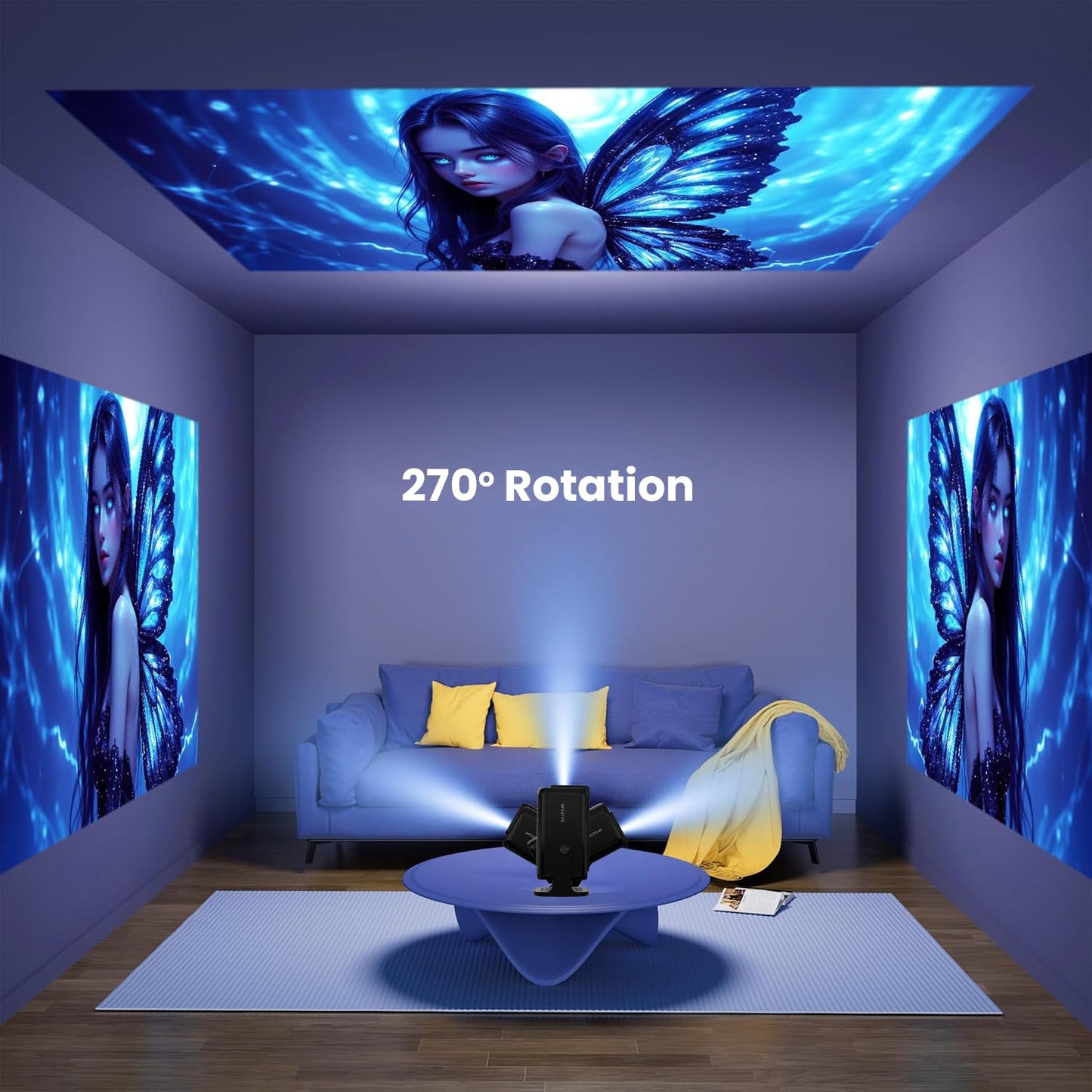 (Open Box) WZATCO Yuva Plus (Upgraded) Native 1080P Full HD Projector with 4K Support, 11700 Lumens, 250" Screen | 5 Watt HiFi Speaker, Bluetooth 5.1 | Slide Lens Door, White